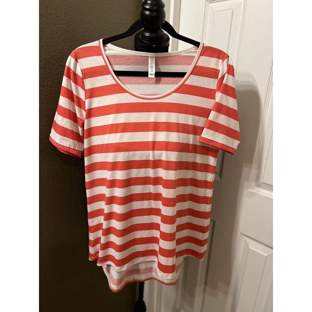LuLaRoe‎ Irma Tunic Top Large Red White Shirt